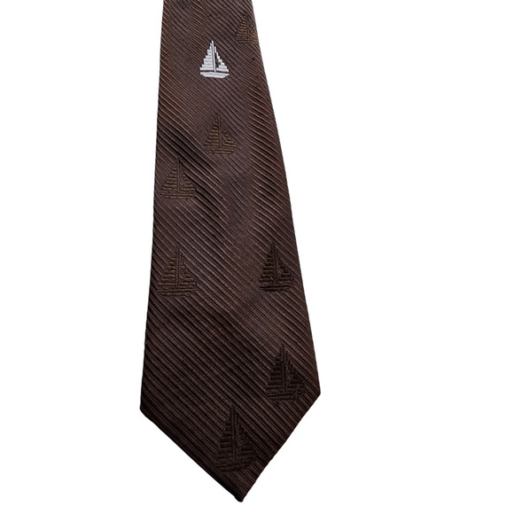 Vintage Bellagio by Damon Mens Tie Sailboat Coastal Pattern Necktie Nautical - Picture 1 of 7